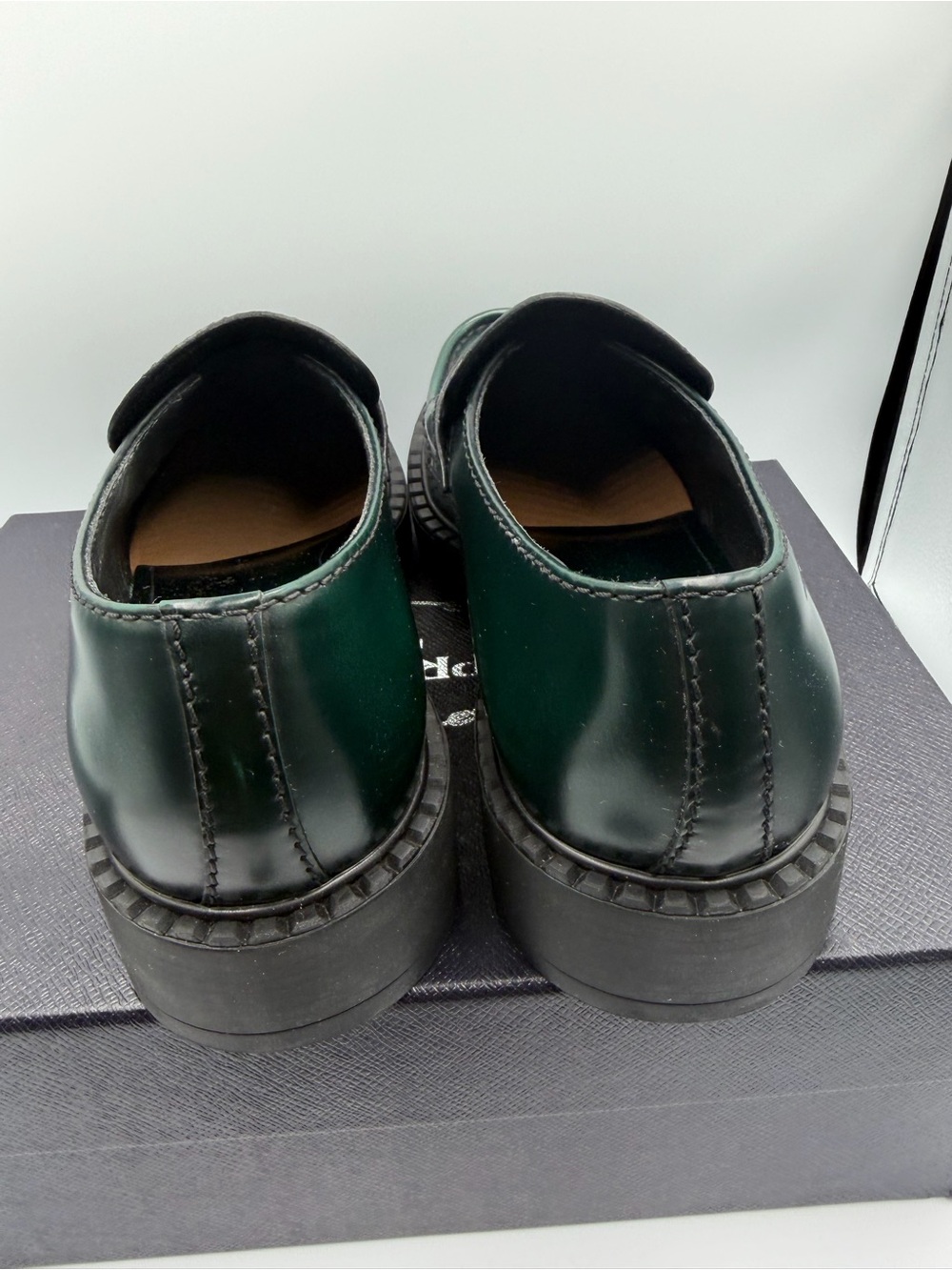 New PRADA Triangle Logo Loafer In Bosco $1,200 42 - Picture 7 of 9